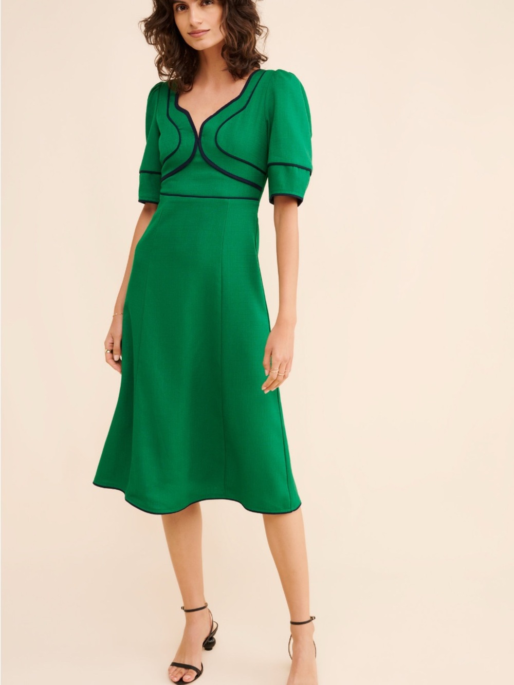Sonia Contrast Piped MIDI Dress